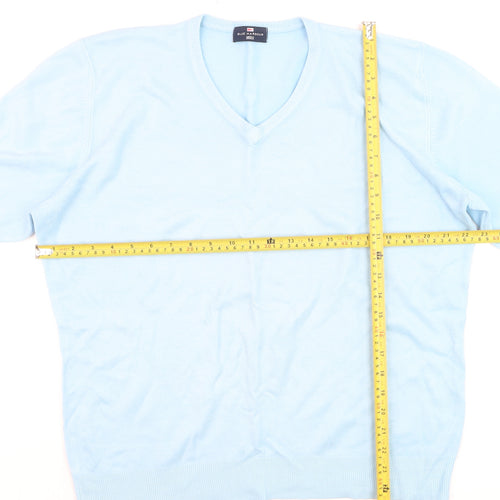 Marks and Spencer Blue Harbour Men's Blue V-Neck Acrylic Jumper Size L