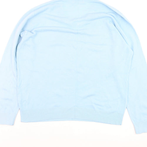 Marks and Spencer Blue Harbour Men's Blue V-Neck Acrylic Jumper Size L