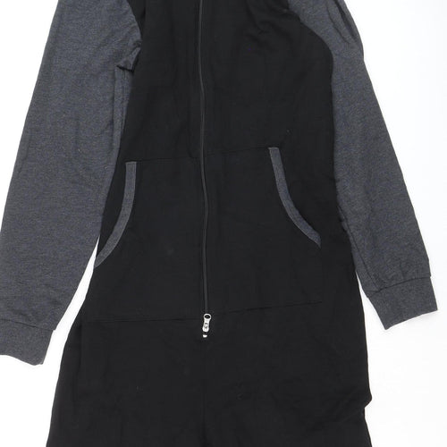 ASOS Men Black & Grey Hooded One Piece Nightwear Size S