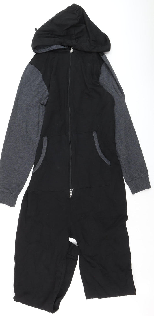 ASOS Men Black & Grey Hooded One Piece Nightwear Size S