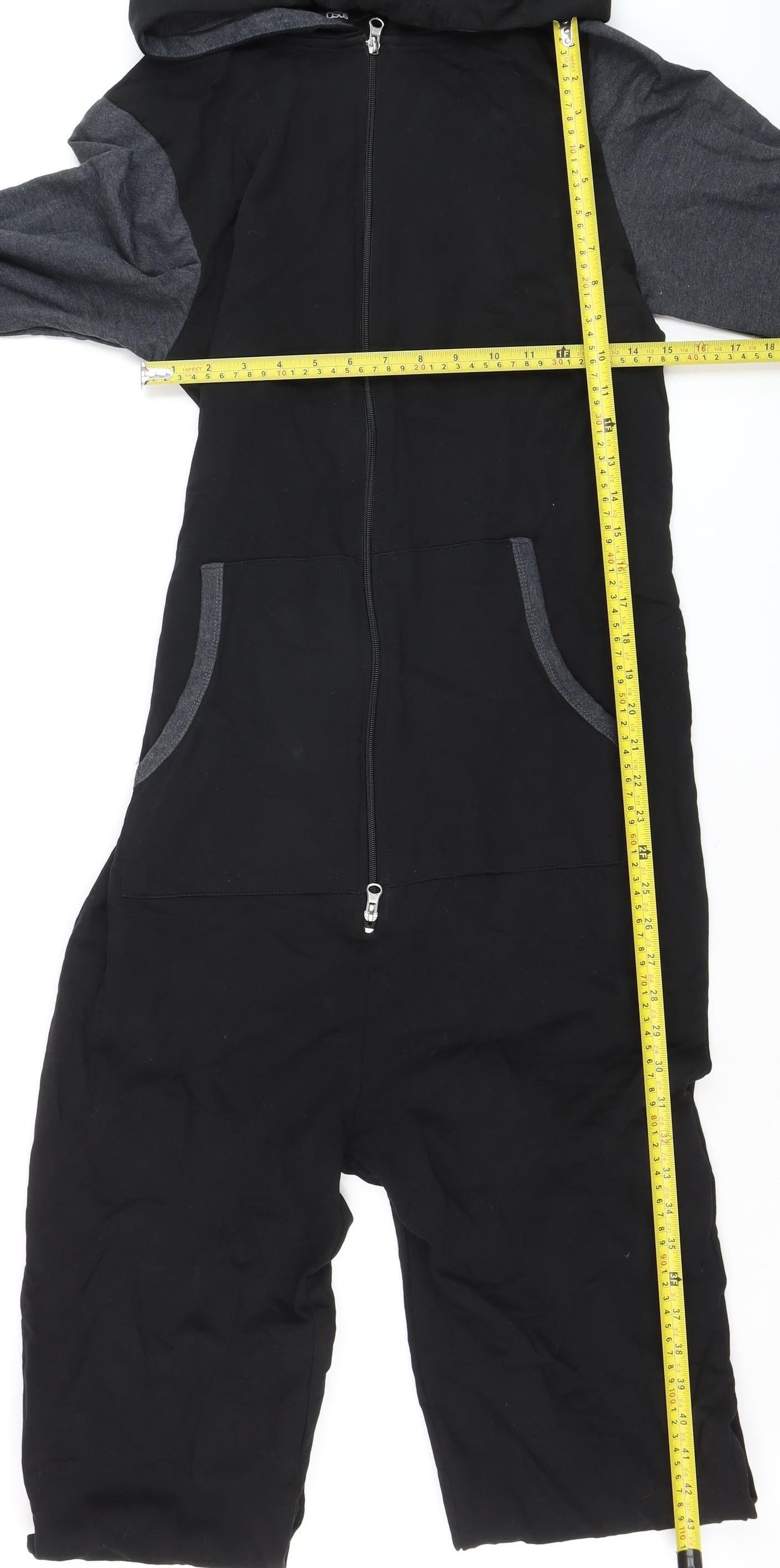 ASOS Men Black & Grey Hooded One Piece Nightwear Size S