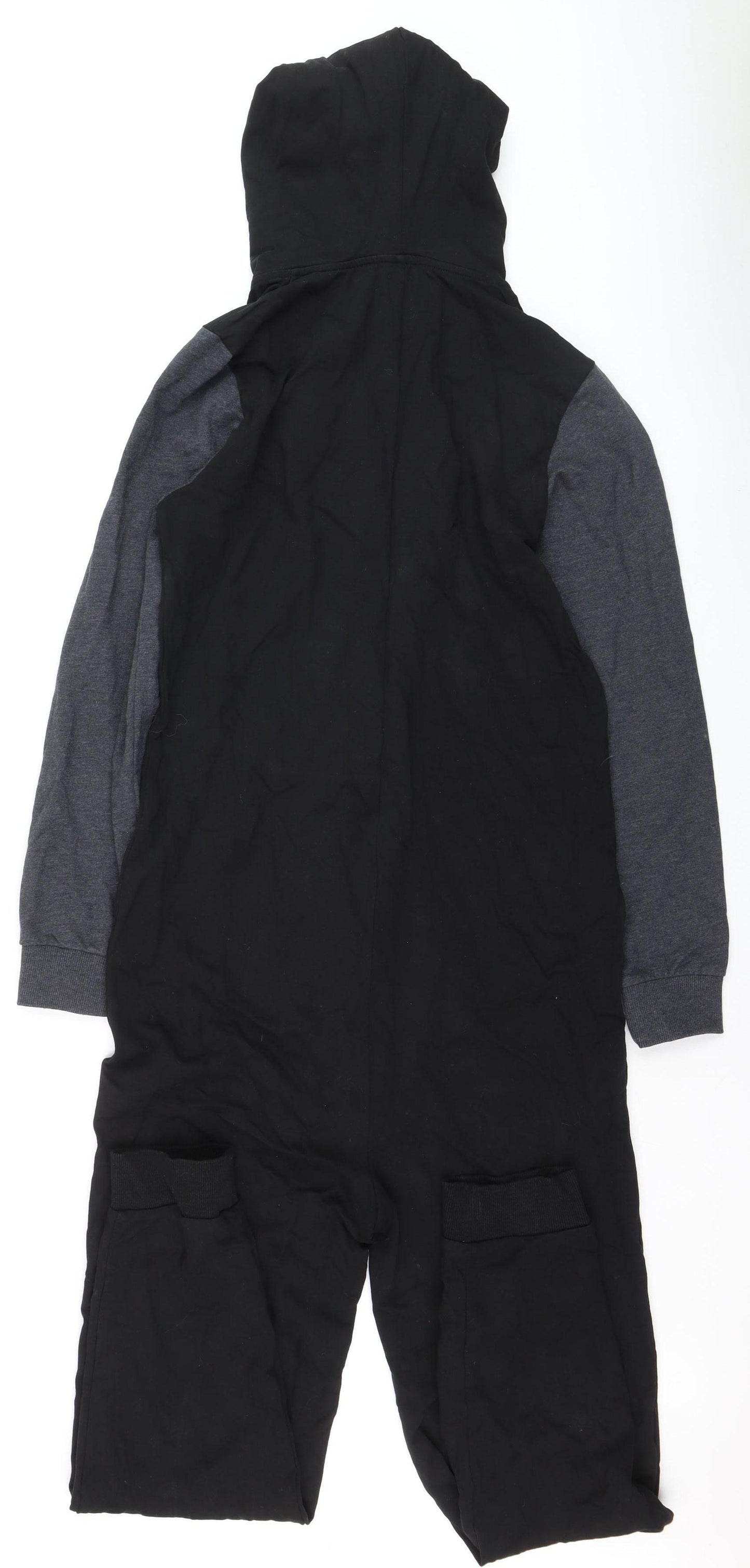 ASOS Men Black & Grey Hooded One Piece Nightwear Size S