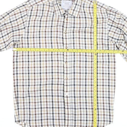 Bonart Women Brown Check Long Sleeve Button-Up Cotton Blend Shirt Size 16