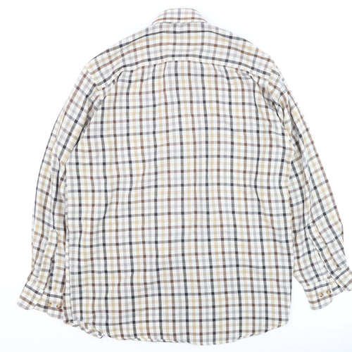 Bonart Women Brown Check Long Sleeve Button-Up Cotton Blend Shirt Size 16