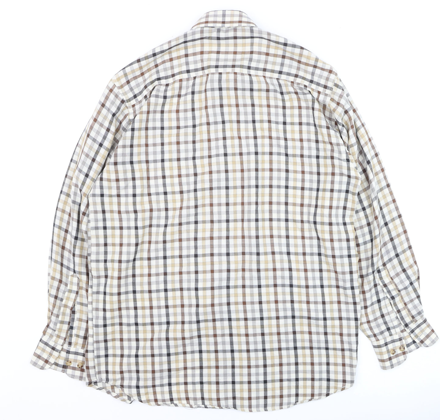 Bonart Women Brown Check Long Sleeve Button-Up Cotton Blend Shirt Size 16