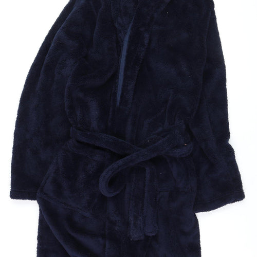 Marks and Spencer Men's Navy Blue Fleece Robe Medium Belted Soft Warm