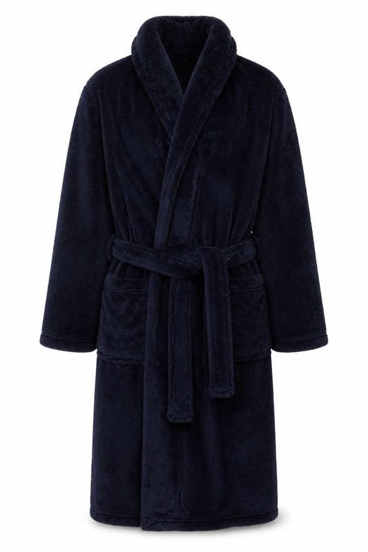 Marks and Spencer Men's Navy Blue Fleece Robe Medium Belted Soft Warm