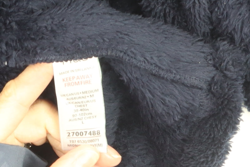 Marks and Spencer Men's Navy Blue Fleece Robe Medium Belted Soft Warm