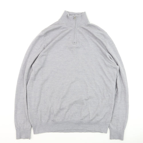 Marks and Spencer Men’s Grey Wool 1/2 Zip Jumper XL