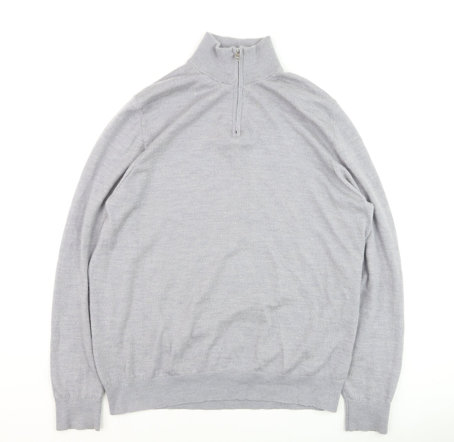 Marks and Spencer Men’s Grey Wool 1/2 Zip Jumper XL