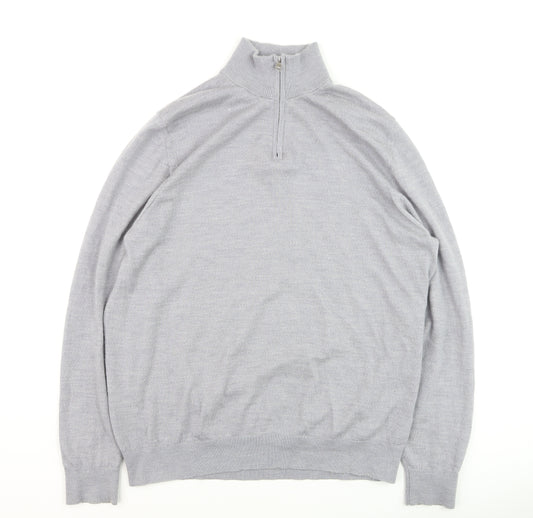 Marks and Spencer Men’s Grey Wool 1/2 Zip Jumper XL