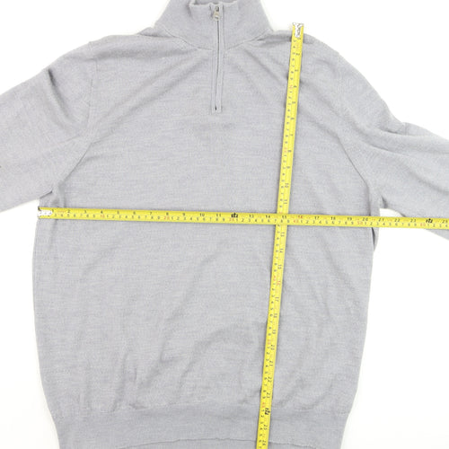 Marks and Spencer Men’s Grey Wool 1/2 Zip Jumper XL