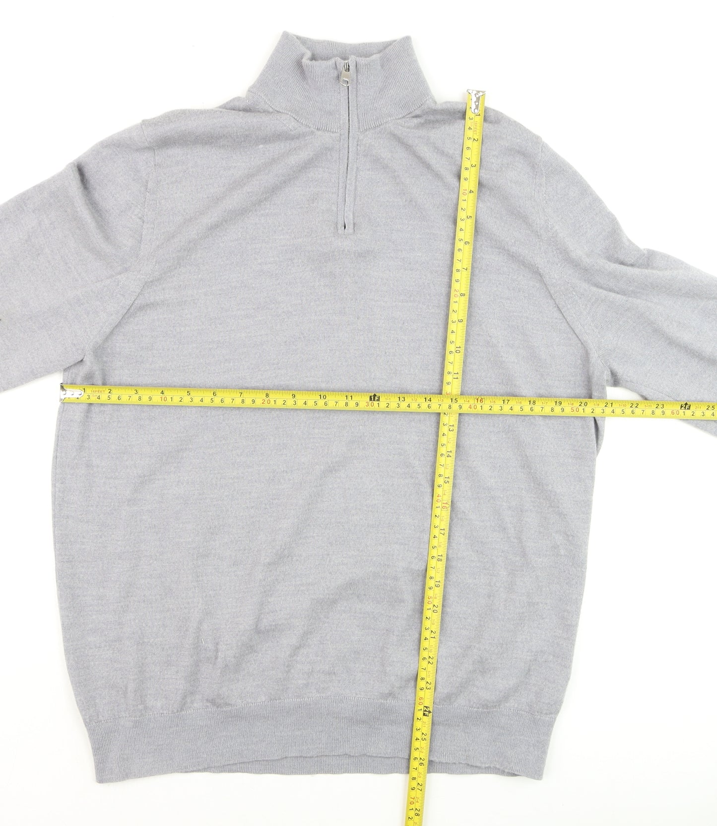 Marks and Spencer Men’s Grey Wool 1/2 Zip Jumper XL