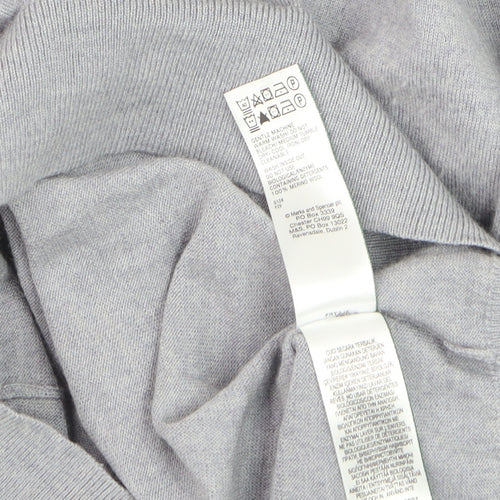 Marks and Spencer Men’s Grey Wool 1/2 Zip Jumper XL