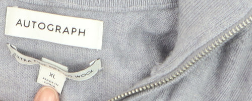Marks and Spencer Men’s Grey Wool 1/2 Zip Jumper XL