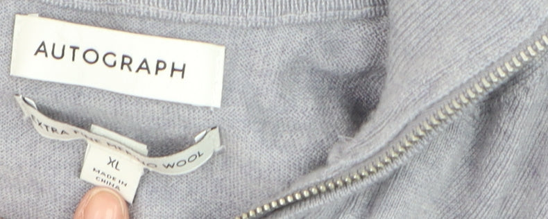 Marks and Spencer Men’s Grey Wool 1/2 Zip Jumper XL