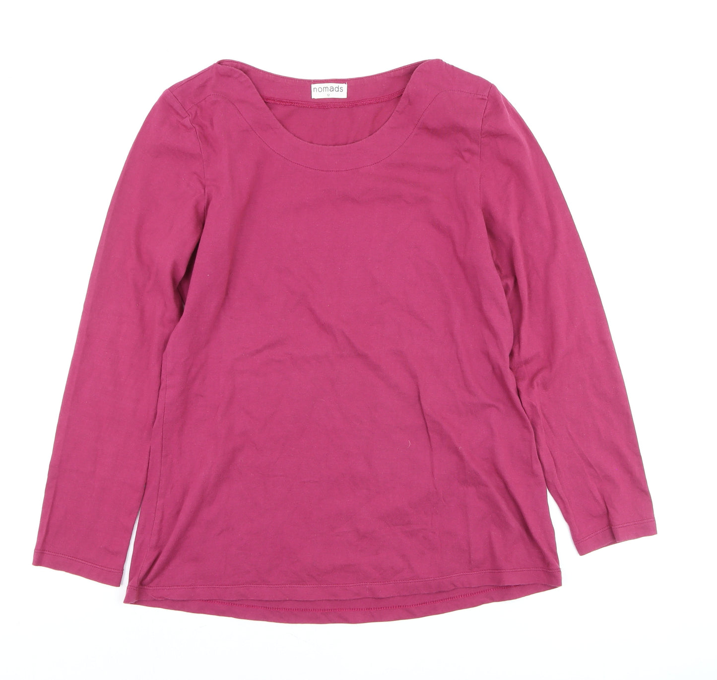 Nomads Women Pink Cotton Long Sleeve Basic T-Shirt Size 12