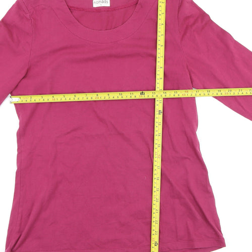 Nomads Women Pink Cotton Long Sleeve Basic T-Shirt Size 12