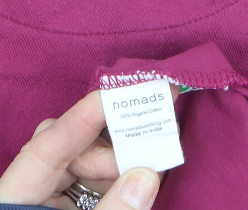 Nomads Women Pink Cotton Long Sleeve Basic T-Shirt Size 12
