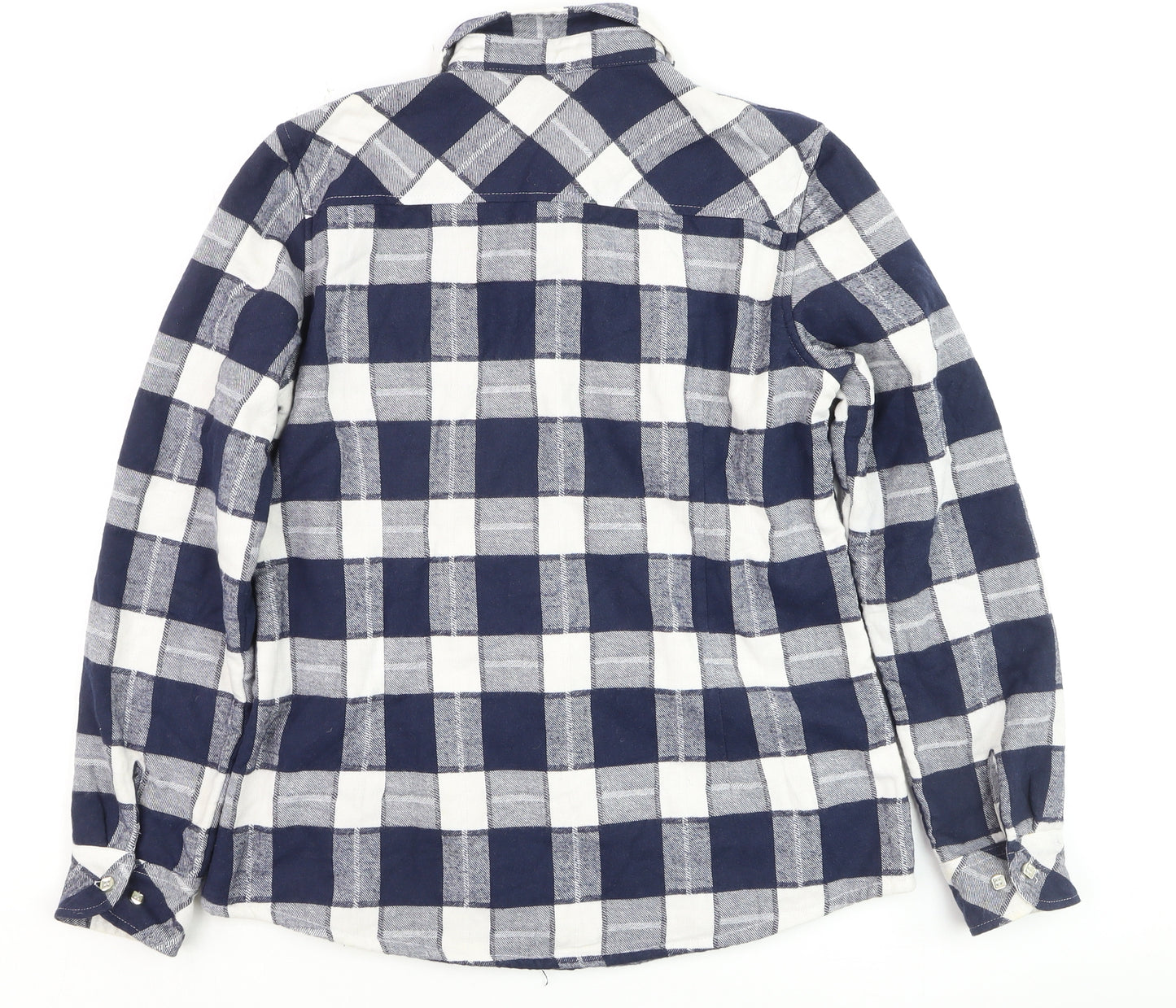 JIANG VI XUAN Boys Blue Check Flannel Long Sleeve Button-Up Shirt XL