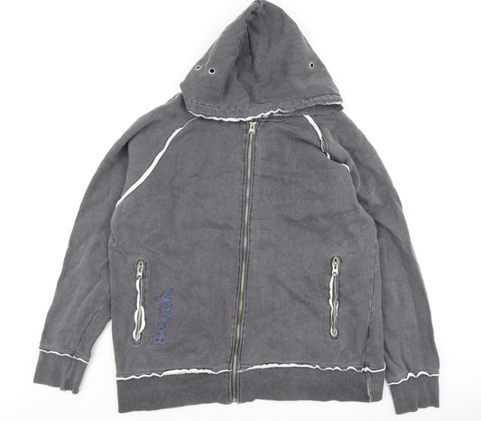 Bench Men's Grey Full Zip Hoodie Size L Cotton Fleece