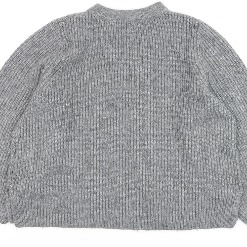 Zara Women Grey Wool Blend Henley Jumper Size S