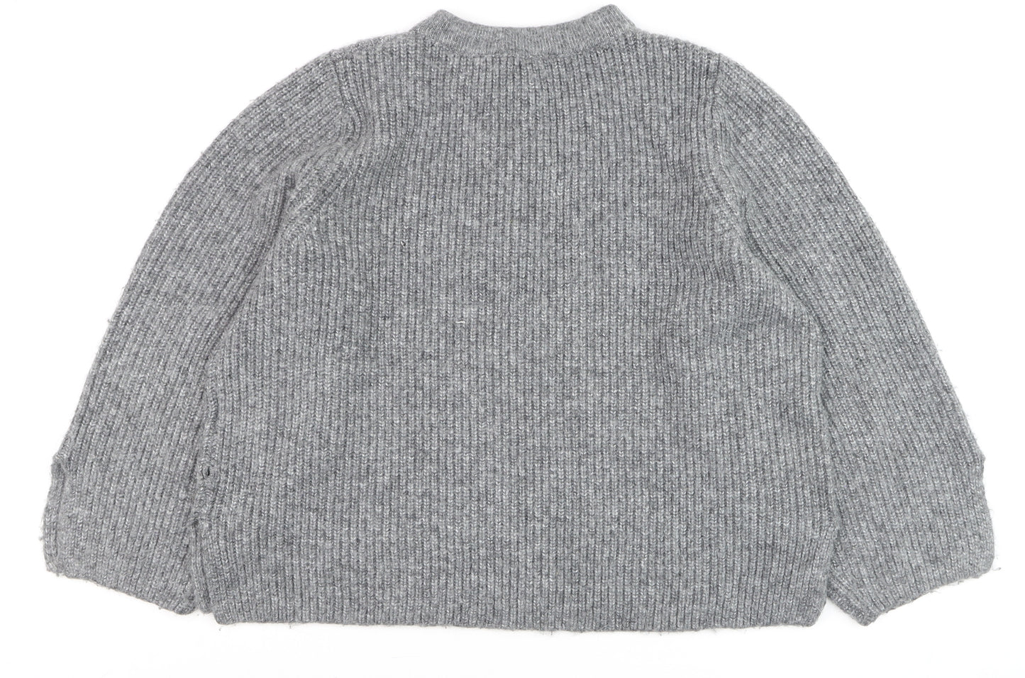 Zara Women Grey Wool Blend Henley Jumper Size S