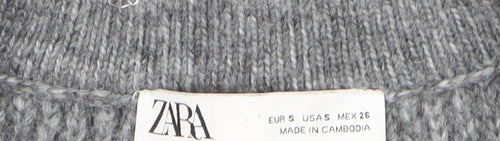 Zara Women Grey Wool Blend Henley Jumper Size S