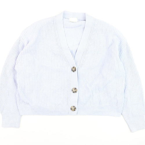 H&M Women’s White XL Chunky Knit V-Neck Button Cardigan