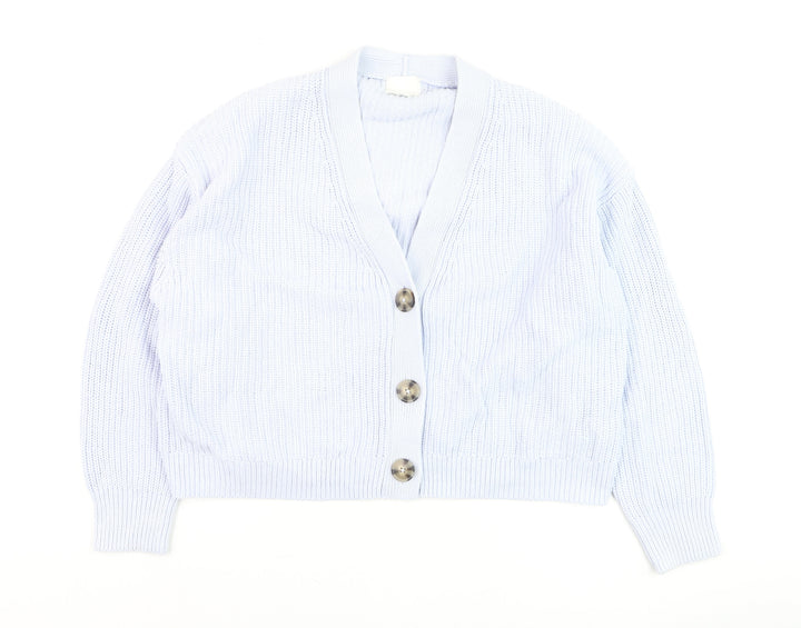 H&M Women’s White XL Chunky Knit V-Neck Button Cardigan