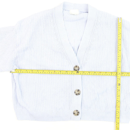 H&M Women’s White XL Chunky Knit V-Neck Button Cardigan