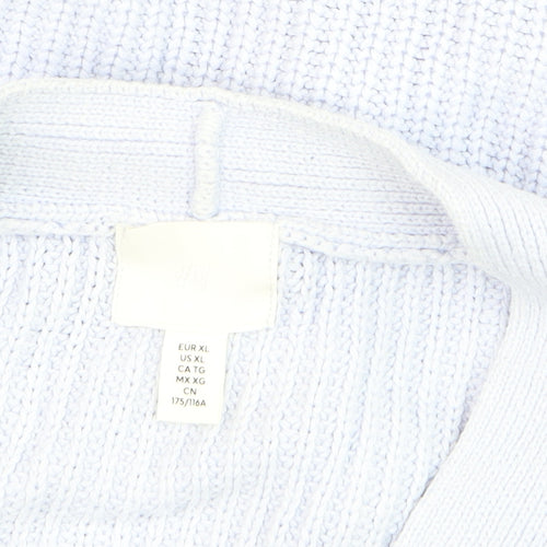 H&M Women’s White XL Chunky Knit V-Neck Button Cardigan