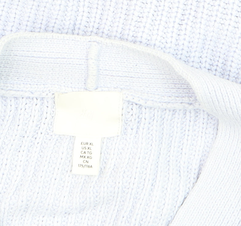 H&M Women’s White XL Chunky Knit V-Neck Button Cardigan