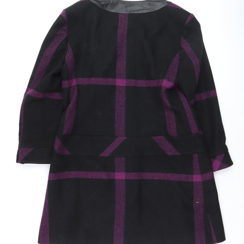 Marks and Spencer Limited Collection Women's Black Purple Checked Wool Coat UK 14