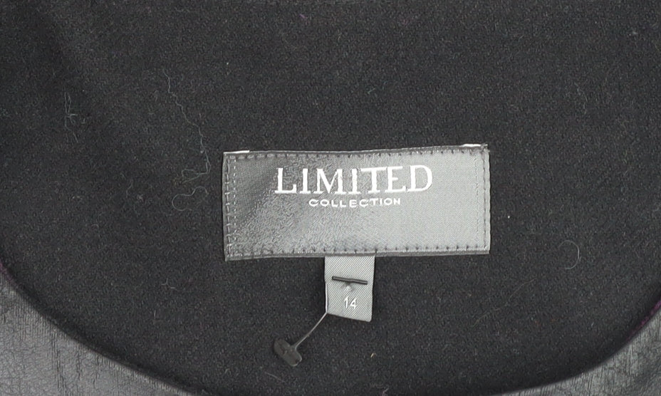Marks and Spencer Limited Collection Women's Black Purple Checked Wool Coat UK 14