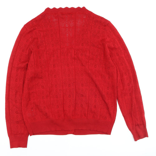 Grace Karin Women's Red V-Neck Open-Knit Cardigan XL