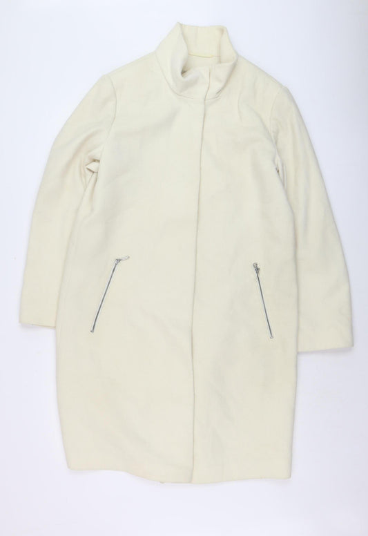 Marks and Spencer Women’s Ivory Wool Blend Zip Overcoat Size 14
