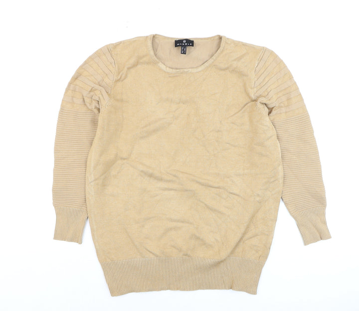 Marble Women Beige Pullover Jumper Size 10 Long Sleeve Knit