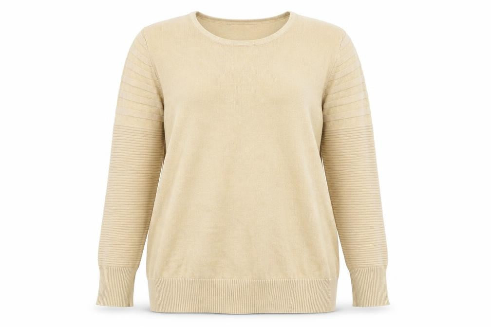 Front view of Marble Women Beige jumper, size 10, Long Sleeve Knit