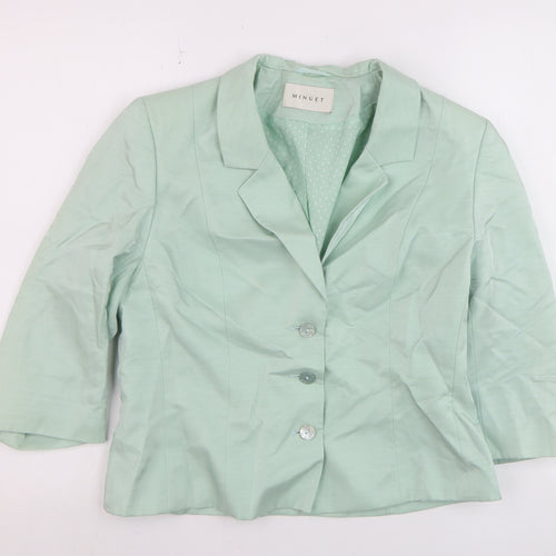 Minuet Women’s Mint Green Blazer UK 12 3/4 Sleeve Classic Formal Jacket