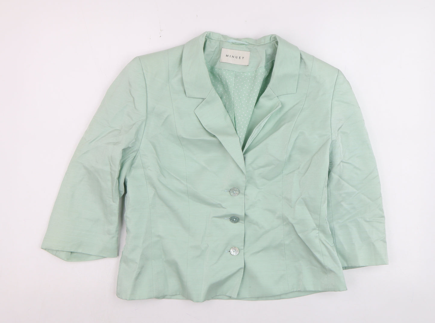 Minuet Women’s Mint Green Blazer UK 12 3/4 Sleeve Classic Formal Jacket