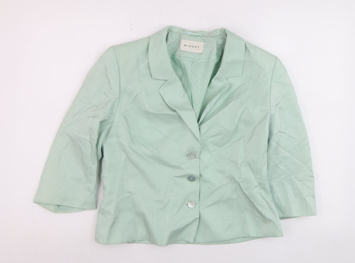 Minuet Women’s Mint Green Blazer UK 12 3/4 Sleeve Classic Formal Jacket