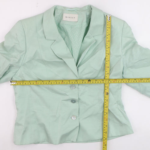 Minuet Women’s Mint Green Blazer UK 12 3/4 Sleeve Classic Formal Jacket
