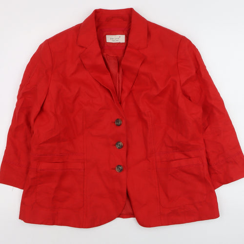 Marks and Spencer Women Red Linen Blazer Jacket Size 20