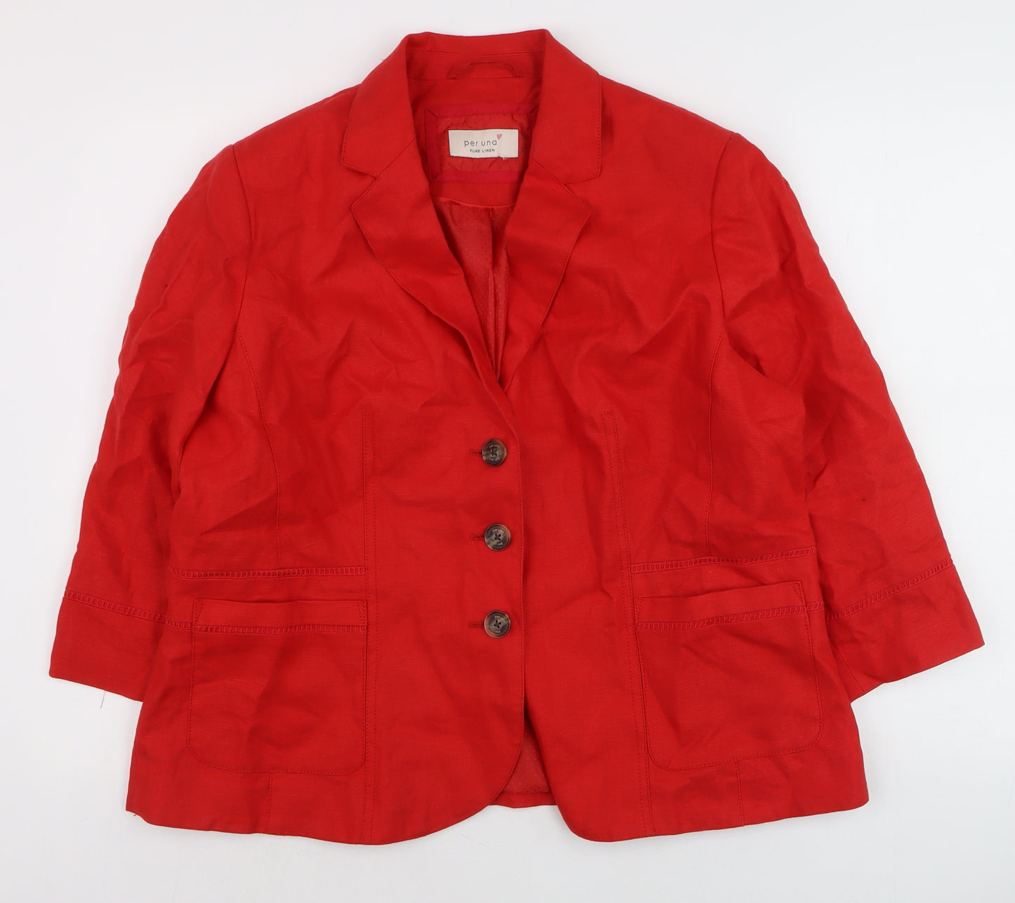 Marks and Spencer Women Red Linen Blazer Jacket Size 20