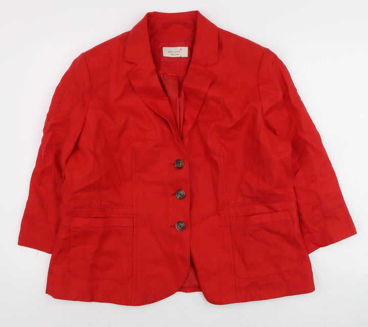 Marks and Spencer Women Red Linen Blazer Jacket Size 20