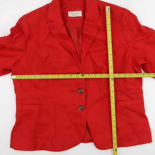 Marks and Spencer Women Red Linen Blazer Jacket Size 20