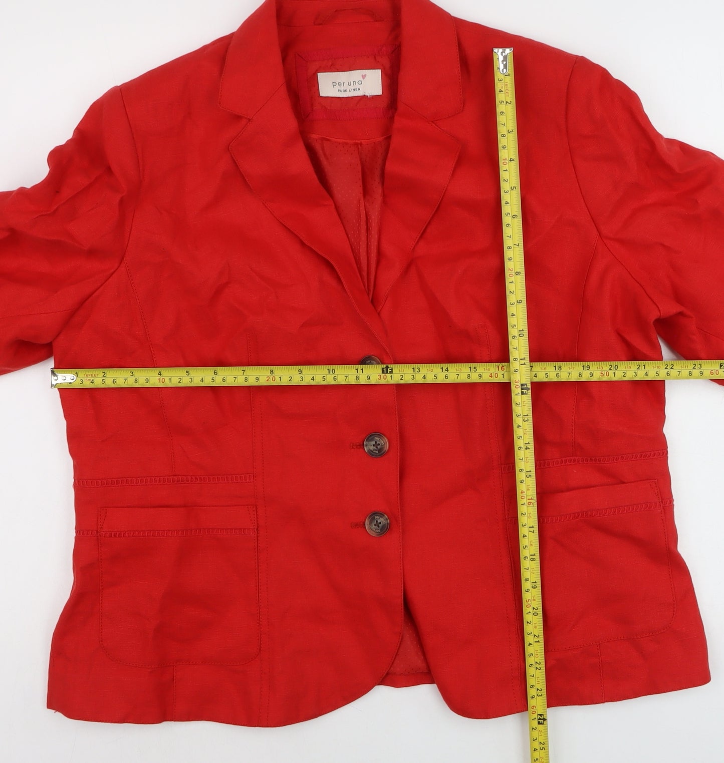 Marks and Spencer Women Red Linen Blazer Jacket Size 20