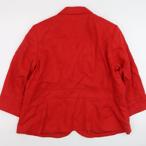 Marks and Spencer Women Red Linen Blazer Jacket Size 20