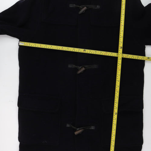 Next Men's Black Wool Duffle Coat Hooded Medium